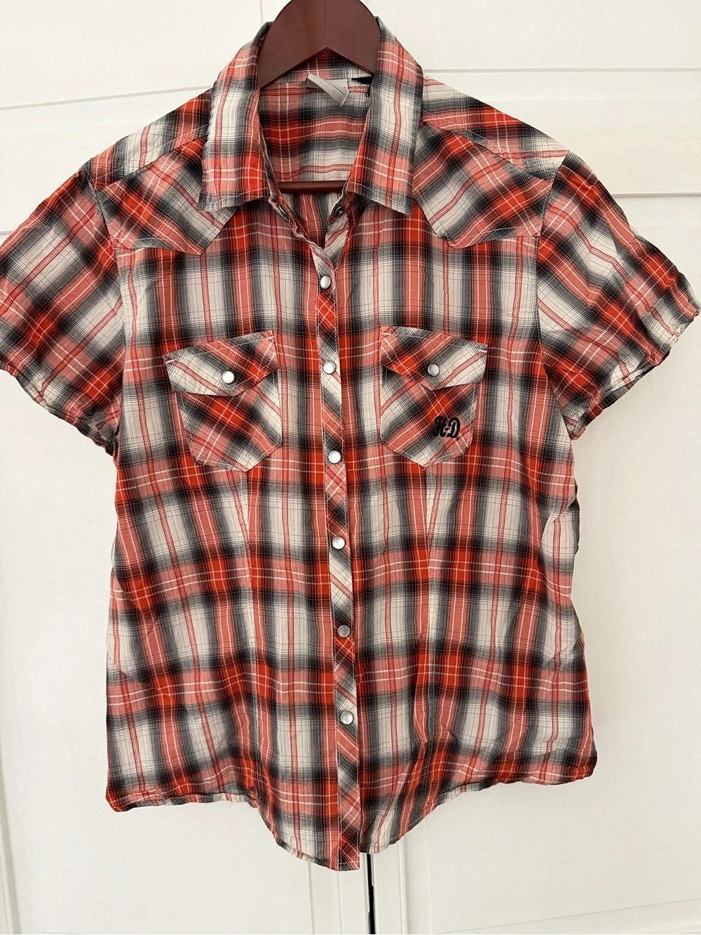 Harley-Davidson Plaid Western Pearl Snap Shirt Red & Black